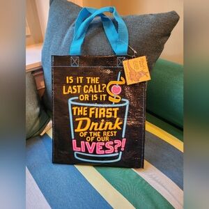 Eco-friendly Reusable Small Fun Hand Tote Bag - Black & Neon Blue, Pink, Yellow